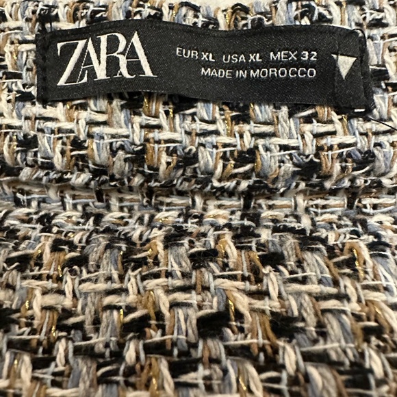 Zara Textured Tweed Skirt in Light Blue Black and Gold - Picture 5 of 5